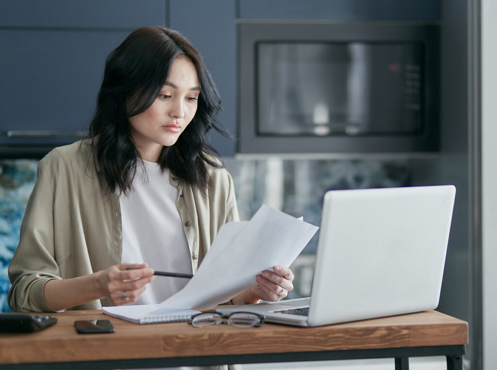 Woman Reading on how to remove a bank levy