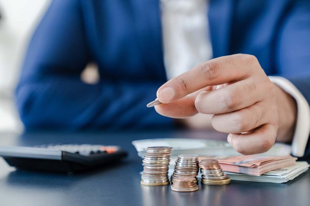 coins and calculator